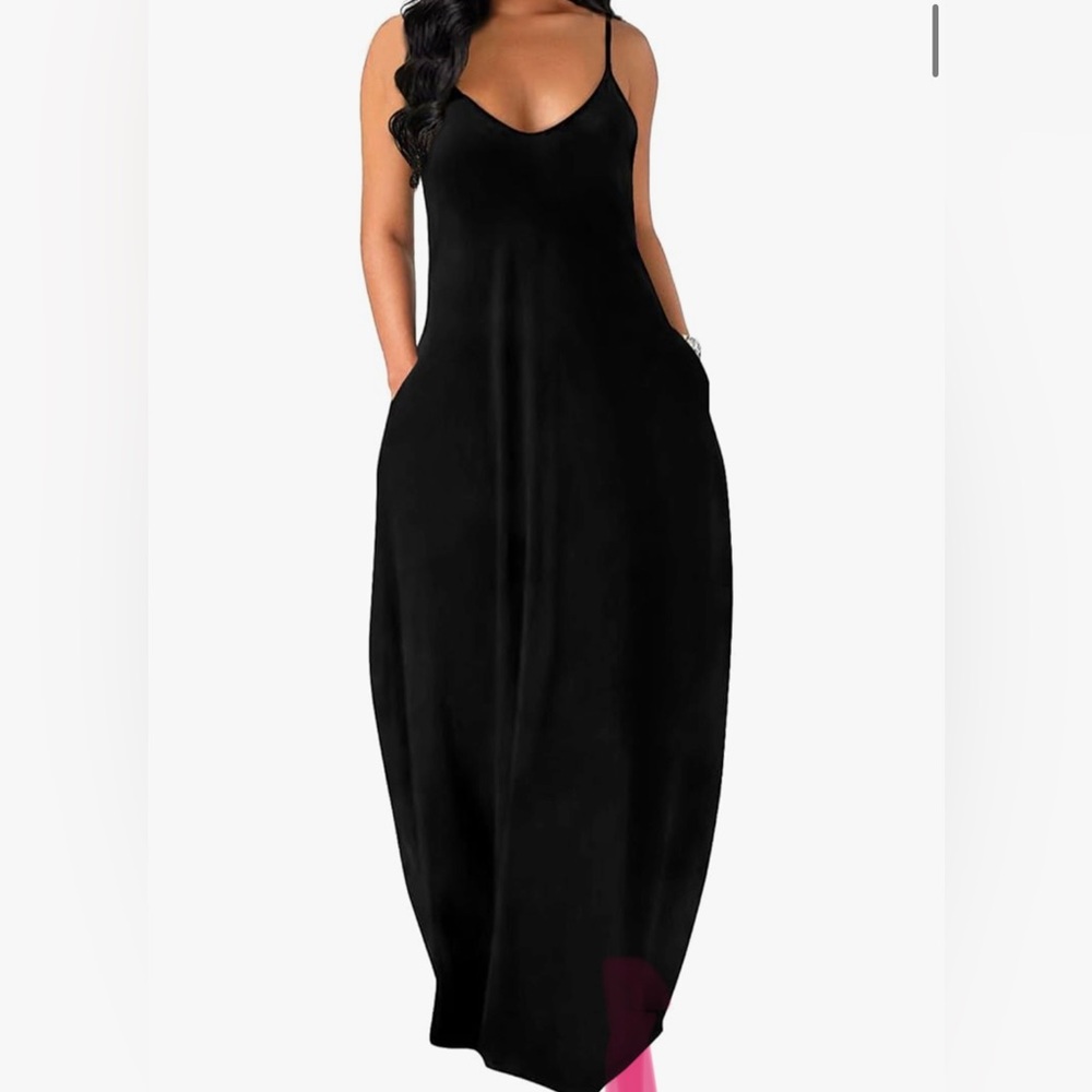 Women’s black maxi sundress with pockets